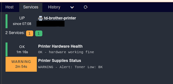 Brother MFC network printer supplies monitored in Icinga2 