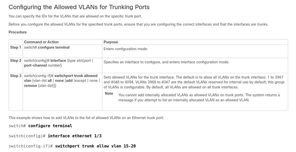 Cisco Nexus 3000 documentation on how to set an interface to mode trunk