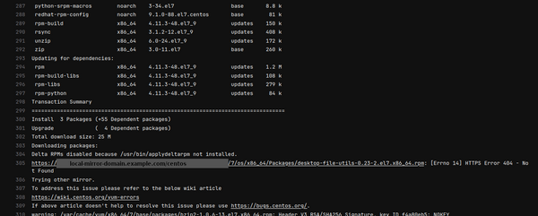 CI/CD pipeline job error because of missing packages in CentOS 7 repository