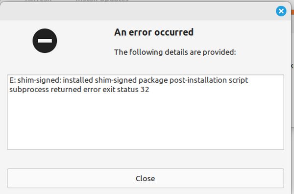 shim-signed package returned error