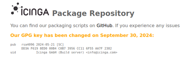 Icinga package repository changed its gpg key