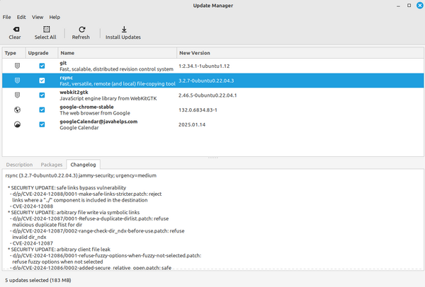 Linux Mint rsync security update