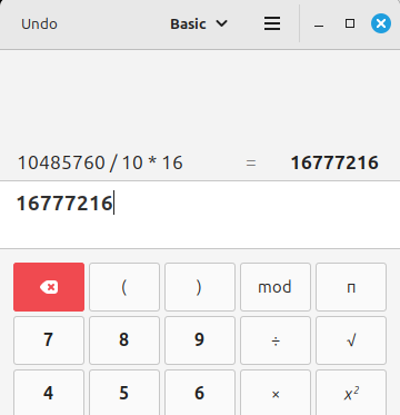 Calculator needed to increase memory in KiB